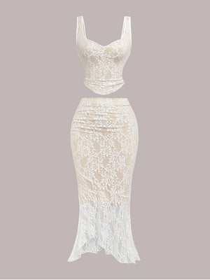 Bohemian Lace Sleeveless Skirt Set – Summer 2025 - Negative Apparel