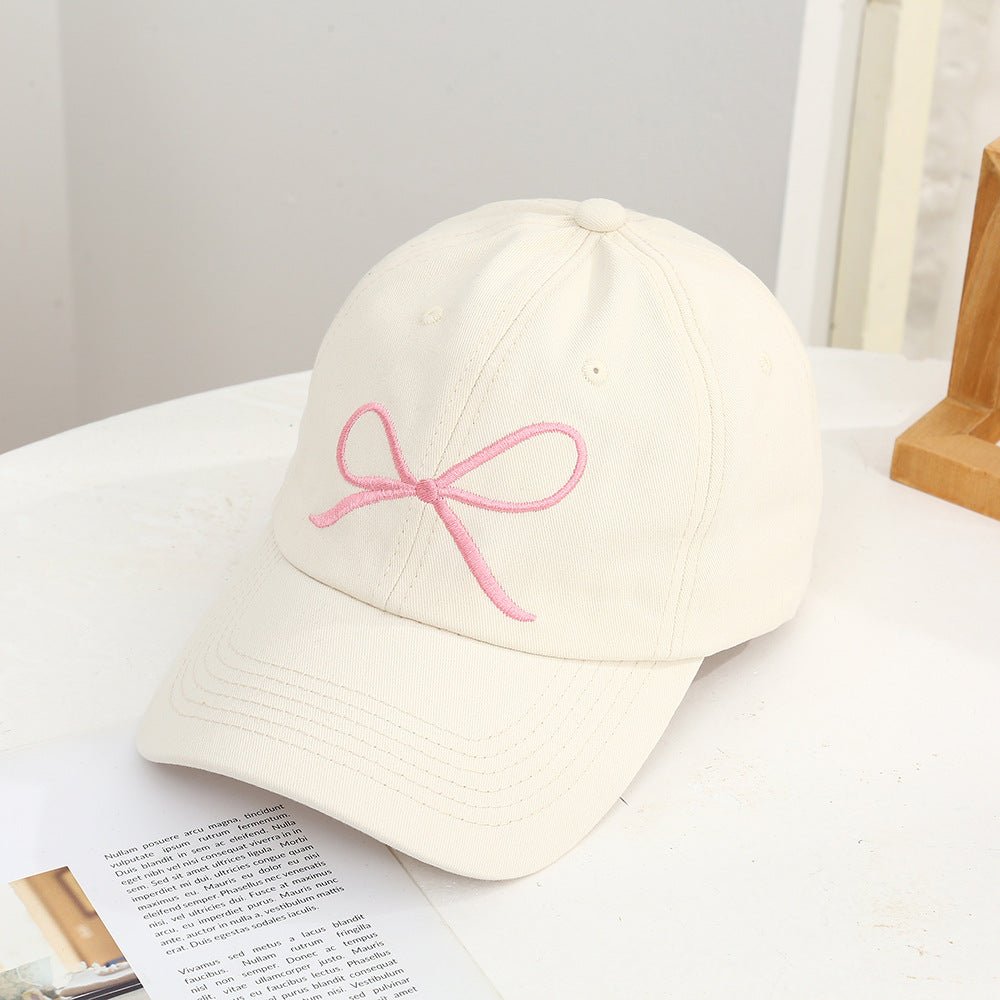 Bow cap women's fashion casual style baseball cap simple summer embroidery sun hat - Negative Apparel