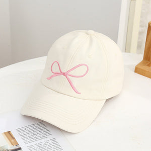 Bow cap women's fashion casual style baseball cap simple summer embroidery sun hat - Negative Apparel