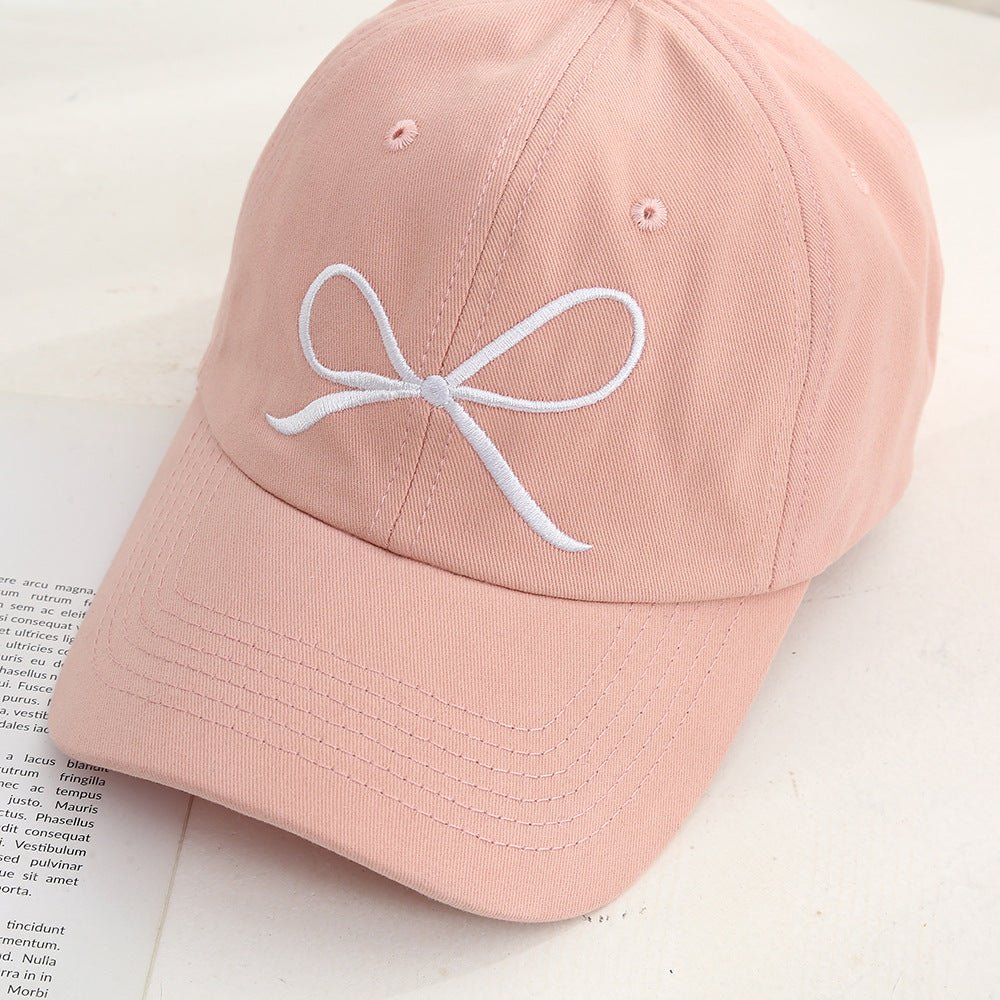 Bow cap women's fashion casual style baseball cap simple summer embroidery sun hat - Negative Apparel