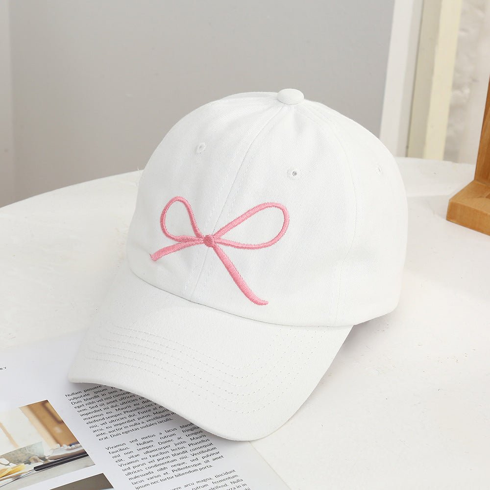 Bow cap women's fashion casual style baseball cap simple summer embroidery sun hat - Negative Apparel
