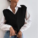 Cable Knit Sweater Vest Without Blouse - Negative Apparel