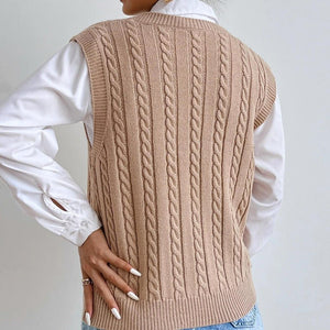 Cable Knit Sweater Vest Without Blouse - Negative Apparel