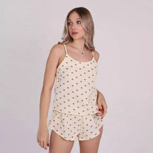 Camisole cotton pajamas love print shorts two - piece suit - Negative Apparel