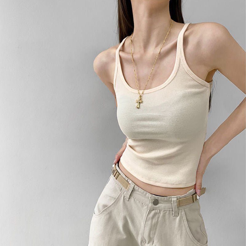 Camisole vest for women summer new pure desire style outer wear sleeveless slim sexy inner wear top bottoming shirt for women - Negative Apparel