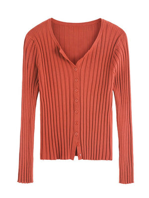 Cardigan sweater women's autumn and winter new Korean version temperament slim and thin knitted sweater jacket with long - sleeved top wholesale - Negative Apparel