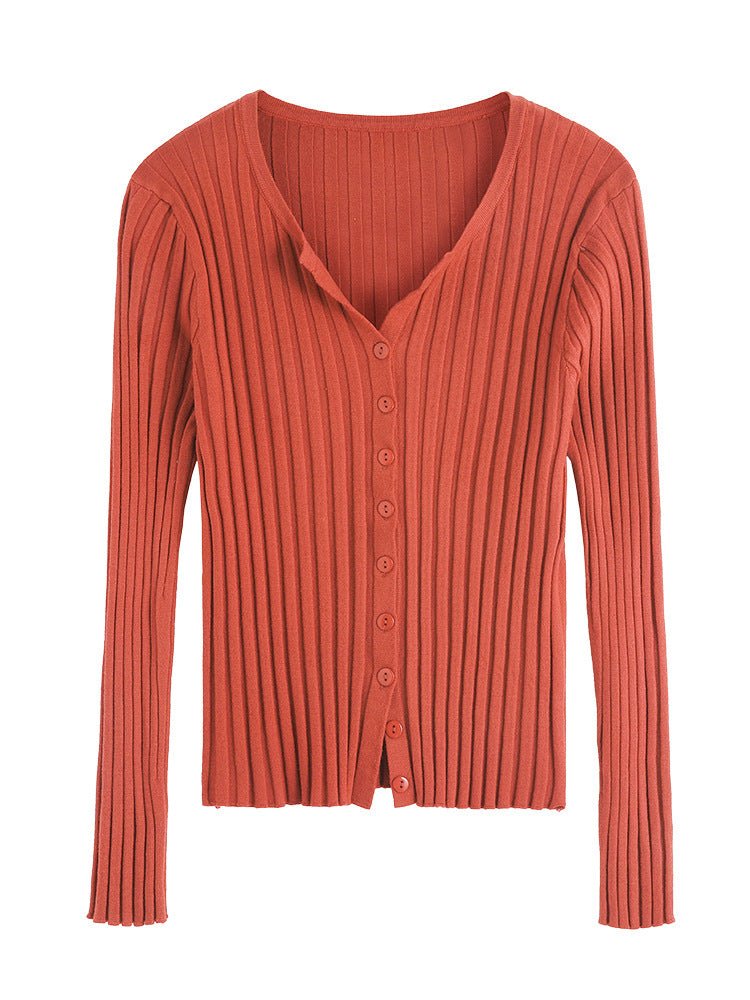 Cardigan sweater women's autumn and winter new Korean version temperament slim and thin knitted sweater jacket with long - sleeved top wholesale - Negative Apparel