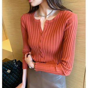 Cardigan sweater women's autumn and winter new Korean version temperament slim and thin knitted sweater jacket with long - sleeved top wholesale - Negative Apparel