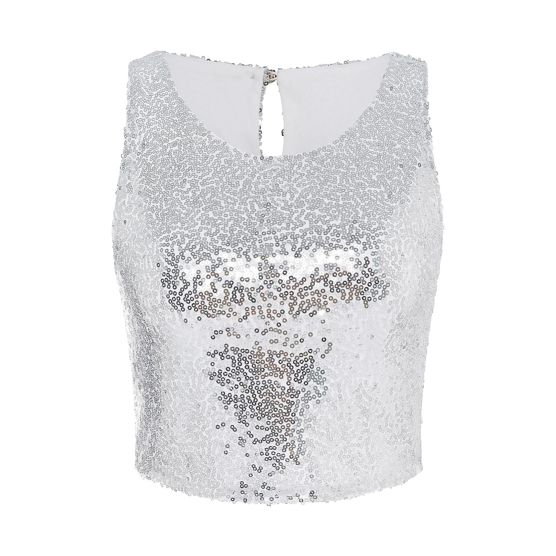 Casual Beaded Sequined Casual Zipper Tank Tight Vest - Negative Apparel