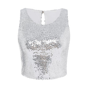 Casual Beaded Sequined Casual Zipper Tank Tight Vest - Negative Apparel