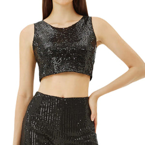 Casual Beaded Sequined Casual Zipper Tank Tight Vest - Negative Apparel