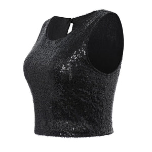 Casual Beaded Sequined Casual Zipper Tank Tight Vest - Negative Apparel