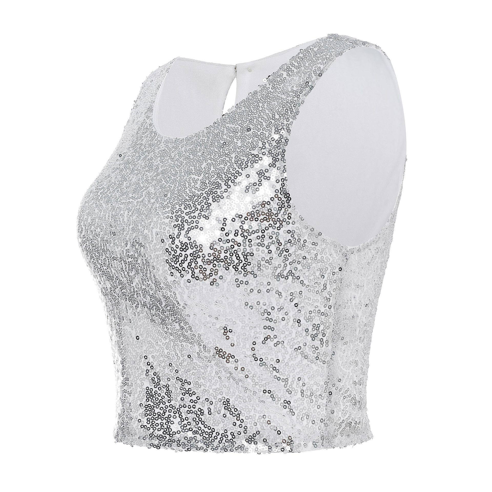 Casual Beaded Sequined Casual Zipper Tank Tight Vest - Negative Apparel