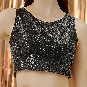 Casual Beaded Sequined Casual Zipper Tank Tight Vest - Negative Apparel