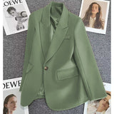 Casual Street Style Single Button Blazer For Women - Negative Apparel