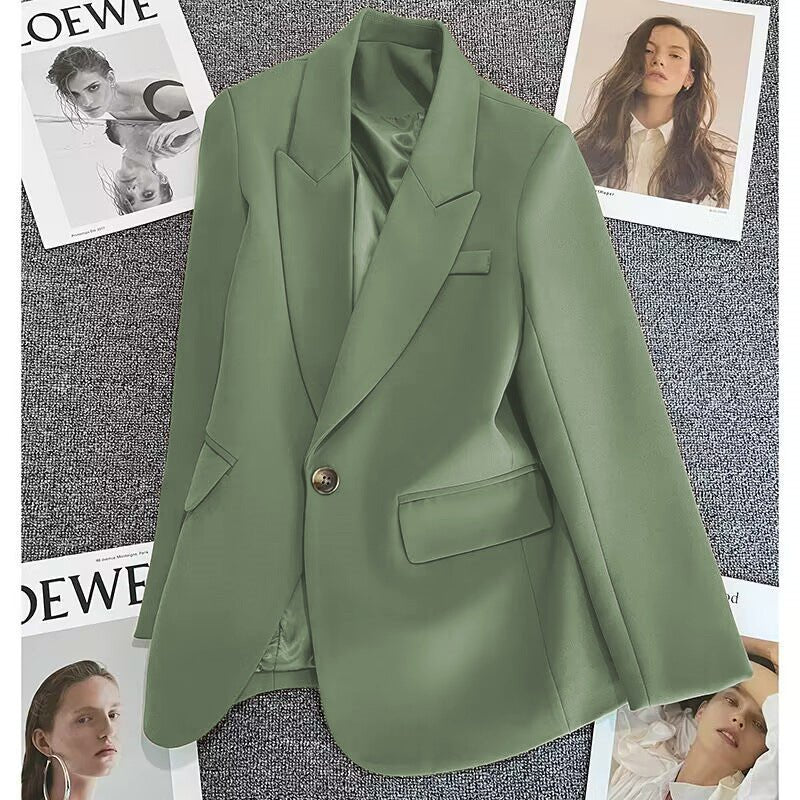 Casual Street Style Single Button Blazer For Women - Negative Apparel