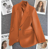 Casual Street Style Single Button Blazer For Women - Negative Apparel