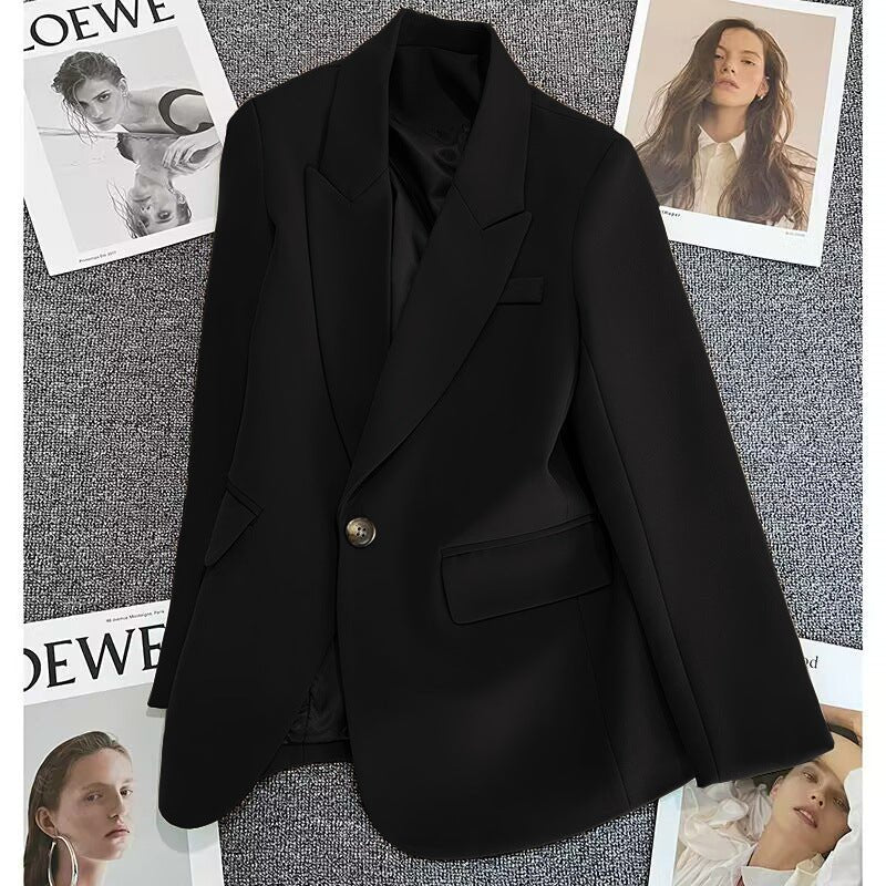 Casual Street Style Single Button Blazer For Women - Negative Apparel