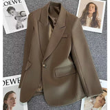 Casual Street Style Single Button Blazer For Women - Negative Apparel