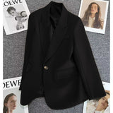 Casual Street Style Single Button Blazer For Women - Negative Apparel