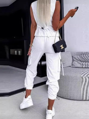 Casual striped printed vest suit women's - Negative Apparel