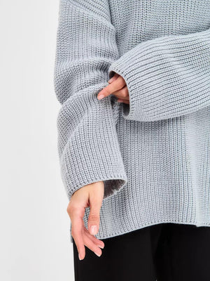 Casual V - neck loose long - sleeved knitted sweater - Negative Apparel