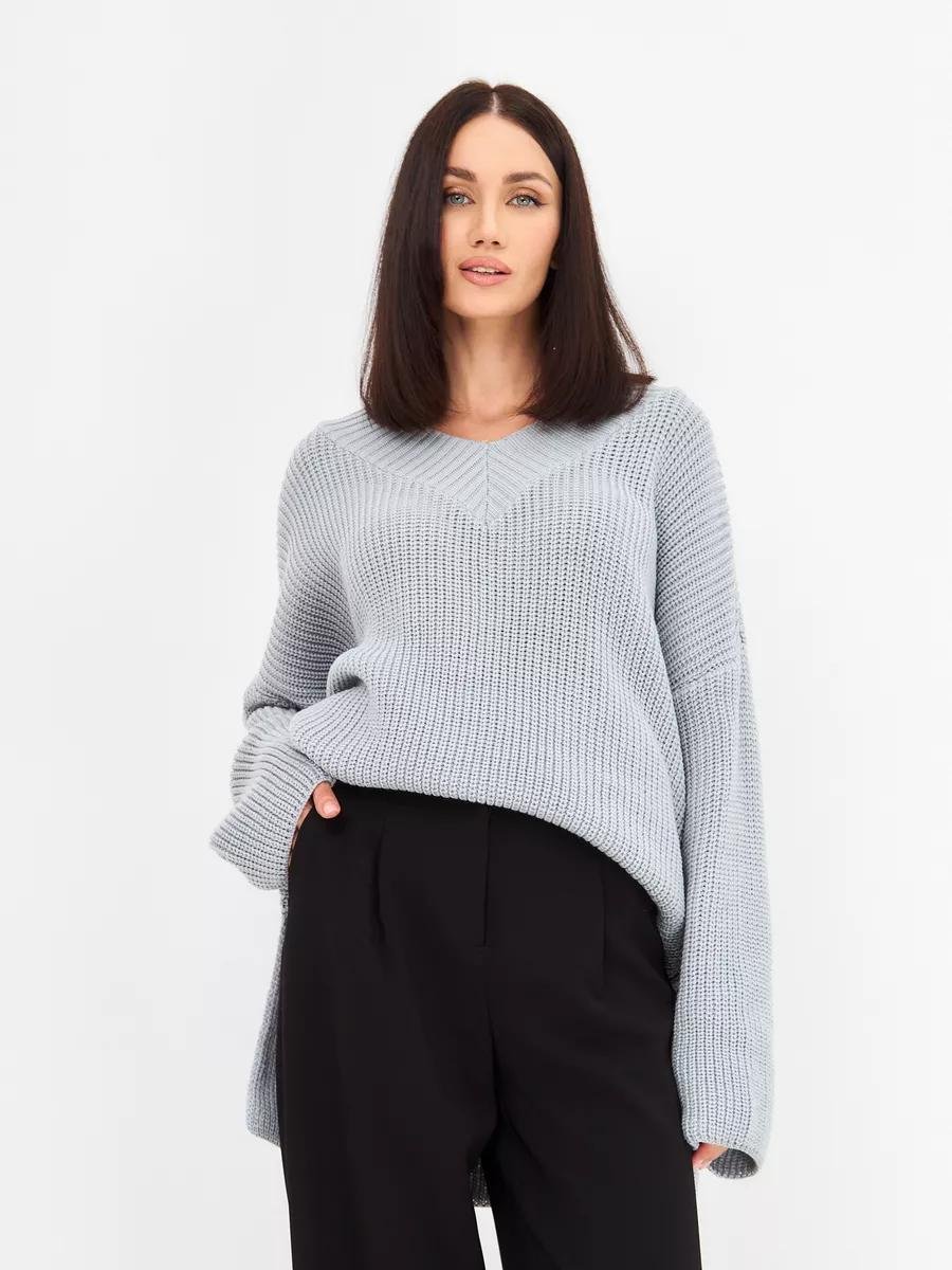 Casual V - neck loose long - sleeved knitted sweater - Negative Apparel