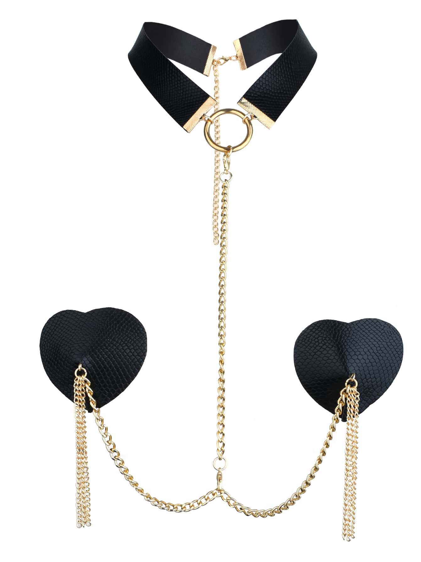 Chain Linked Nipple Cover With Choker - Negative Apparel