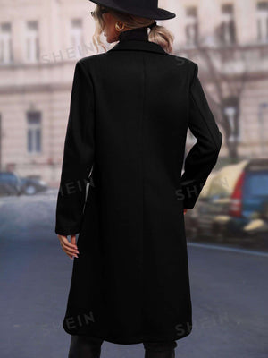 Clasi Lapel Neck Double Breasted Overcoat - Negative Apparel