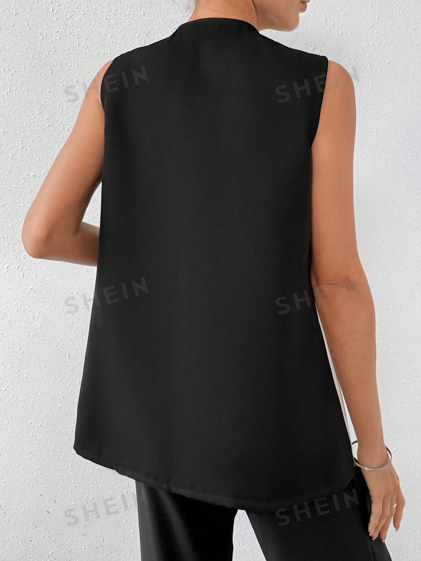 Clasi Women's Sleeveless Color Block Blazer Jacket - Negative Apparel