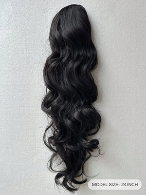 Claw Ponytail Extension 20 Inch Ombre Natural Wave Wavy Clip in Hair Extensions Soft Natural Looking Heat Resistant Fiber Synthetic Hairpiece For Women Daily Use - Negative Apparel