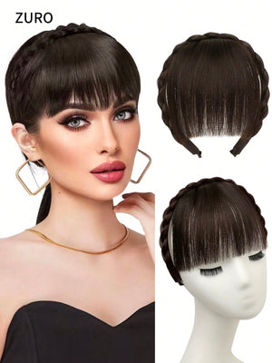 Clip In Fringe Bangs With Nice Net Extensions Light Brown Natural Flat Neat Bangs With Temples For Women - Negative Apparel