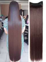 Clip In Hair Extensions 20-40 Inch Extra long Straight Brown Mixed Blonde Fake Hairpiece 5 Clips Synthetic Hair Extensions For Women Daily Use - Negative Apparel