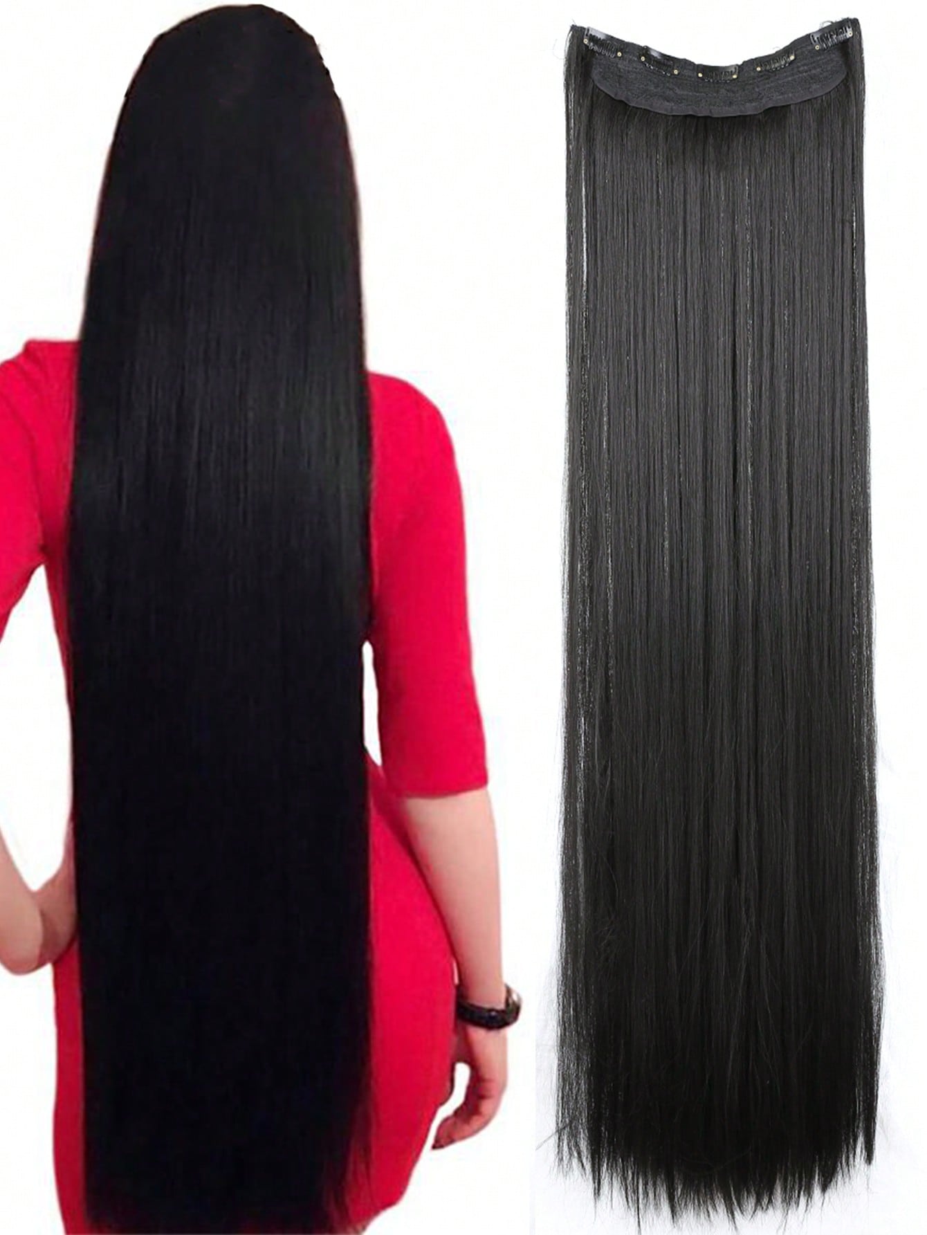 Clip In Hair Extensions 20-40 Inch Extra long Straight Brown Mixed Blonde Fake Hairpiece 5 Clips Synthetic Hair Extensions For Women Daily Use - Negative Apparel