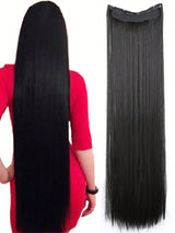 Clip In Hair Extensions 20-40 Inch Extra long Straight Brown Mixed Blonde Fake Hairpiece 5 Clips Synthetic Hair Extensions For Women Daily Use - Negative Apparel