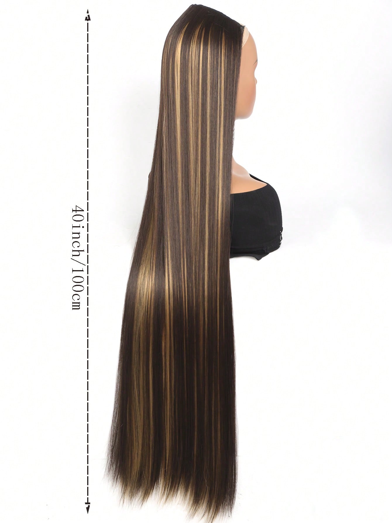 Clip In Hair Extensions 20-40 Inch Extra long Straight Brown Mixed Blonde Fake Hairpiece 5 Clips Synthetic Hair Extensions For Women Daily Use - Negative Apparel