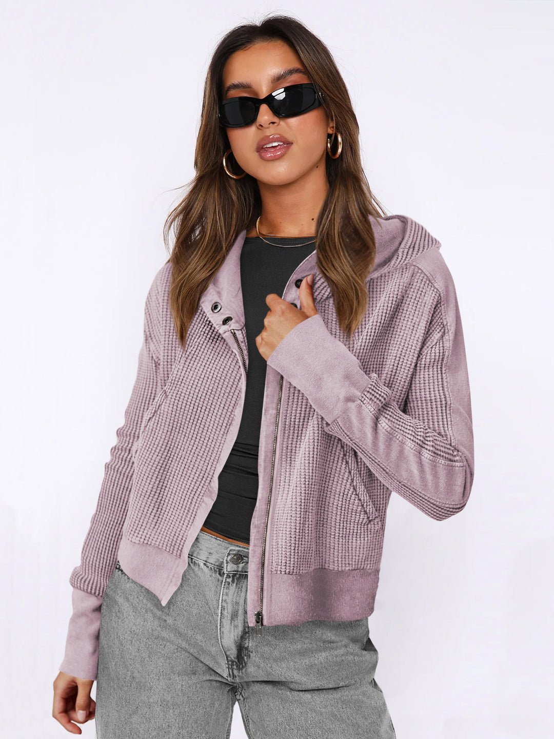 Colorblock Patchwork Zip Hoodie – Women’s Casual Long Sleeve Fall/Winter Sweatshirt - Negative Apparel