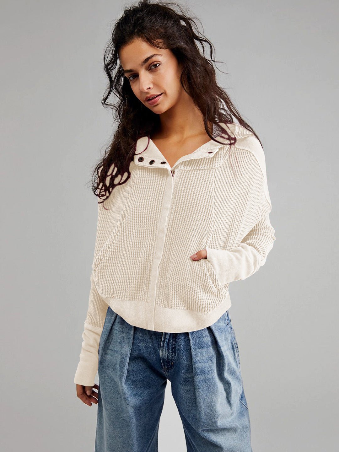 Colorblock Patchwork Zip Hoodie – Women’s Casual Long Sleeve Fall/Winter Sweatshirt - Negative Apparel