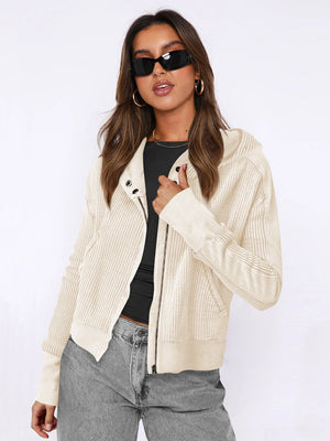 Colorblock Patchwork Zip Hoodie – Women’s Casual Long Sleeve Fall/Winter Sweatshirt - Negative Apparel