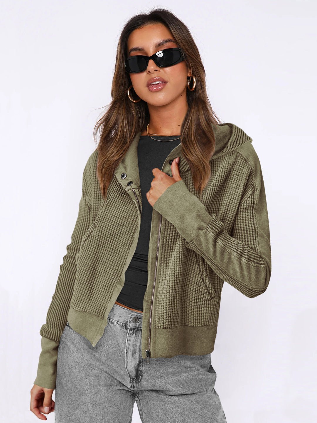 Colorblock Patchwork Zip Hoodie – Women’s Casual Long Sleeve Fall/Winter Sweatshirt - Negative Apparel