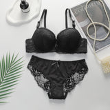 Comfortable gathered steel ring adjustable lace panties bra - Negative Apparel