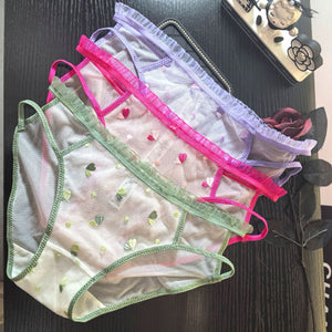 Comfortable hip - wrapped original embroidery sweet love lace Japanese style panties for women breathable - Negative Apparel