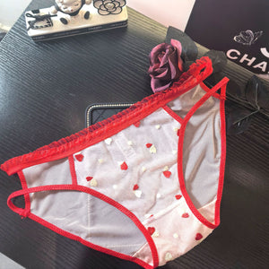 Comfortable hip - wrapped original embroidery sweet love lace Japanese style panties for women breathable - Negative Apparel