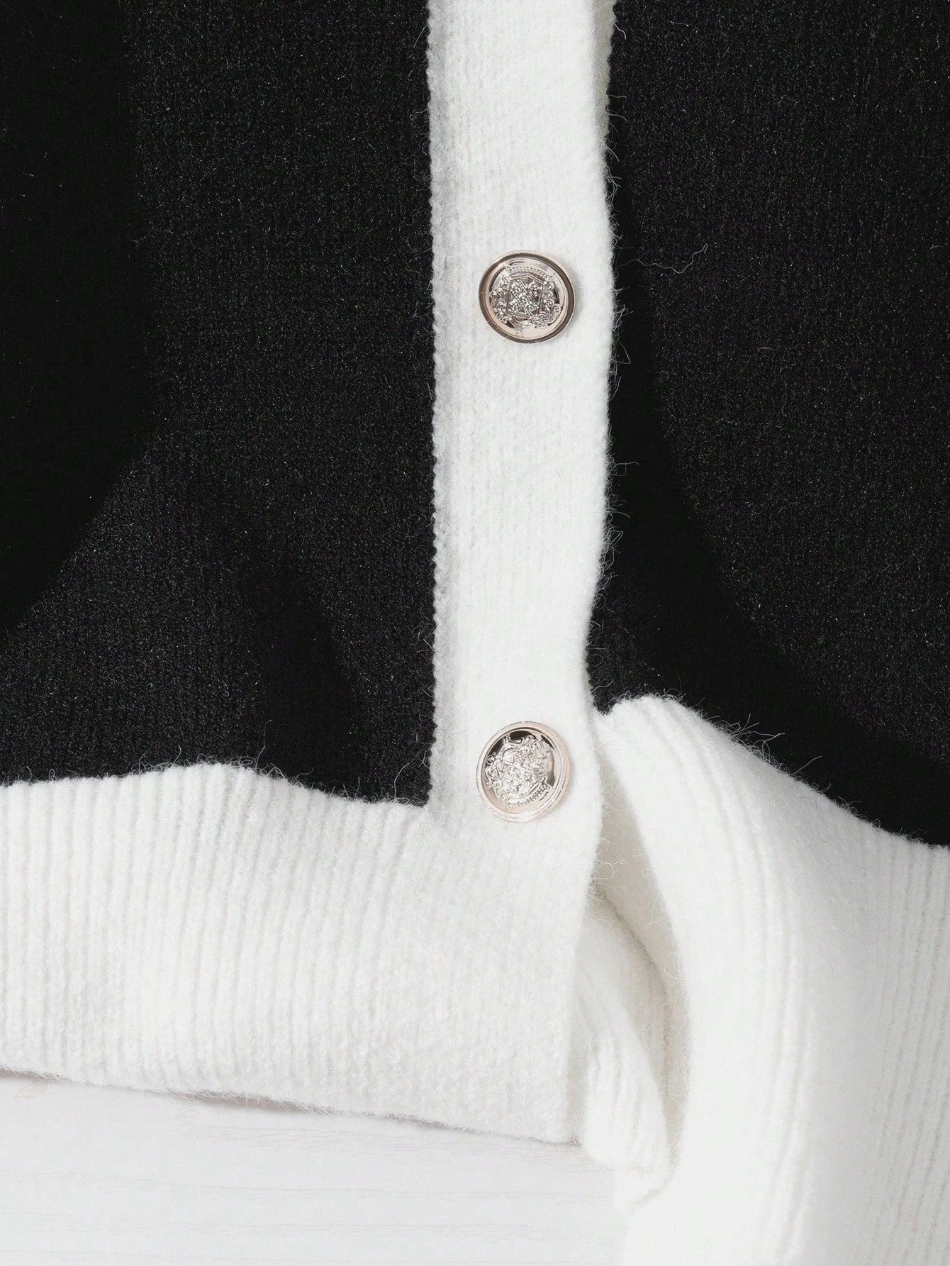 Contrast Color Collar Long Sleeve Casual Knitted Cardigan FD - Negative Apparel