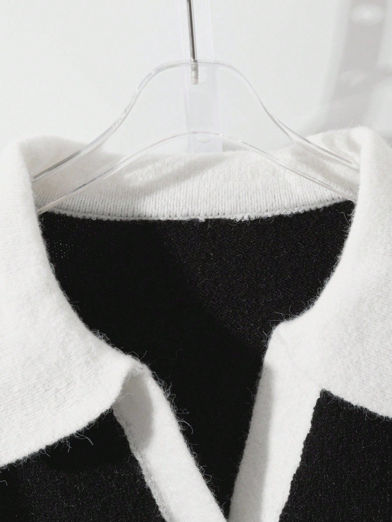 Contrast Color Collar Long Sleeve Casual Knitted Cardigan FD - Negative Apparel