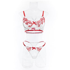 Contrast color embroidery bra two - piece set - Negative Apparel