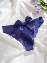 Contrast Lace Cut Out Bow Back Panty Lingerie - Negative Apparel