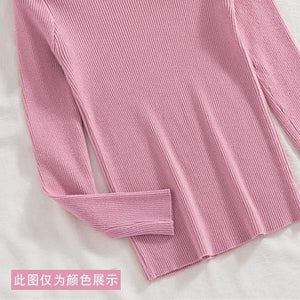 Core - spun yarn pit - striped rhombus short - sleeved crew neck knitted sweater T-shirt women's 2025 spring new sweet top bottoming shirt - Negative Apparel