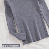 Core - spun yarn pit - striped rhombus short - sleeved crew neck knitted sweater T-shirt women's 2025 spring new sweet top bottoming shirt - Negative Apparel