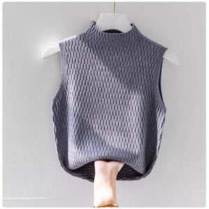 Core - spun yarn sling small vest women's summer new inner bottoming shirt semi - turtleneck sweater sleeveless knitted top - Negative Apparel